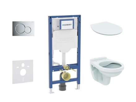 Geberit Duofix - Set předstěnové instalace, klozetu Alpha a sedátka softclose, tlačítko Sigma01, lesklý chrom SANI11CD1101