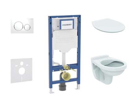 Geberit Duofix - Set předstěnové instalace, klozetu Alpha a sedátka softclose, tlačítko Sigma20, bílá/chrom SANI11CD3103