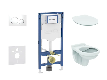 Geberit Duofix - Set předstěnové instalace, klozetu Alpha a sedátka softclose, tlačítko Sigma20, bílá/chrom SANI11CD3103