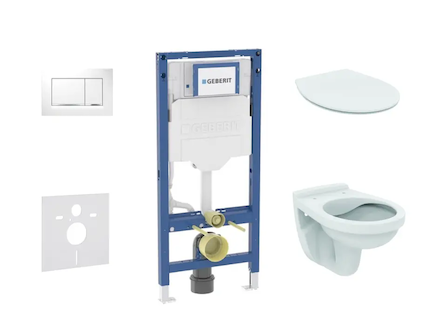 Geberit Duofix - Set předstěnové instalace, klozetu Alpha a sedátka softclose, tlačítko Sigma20, bílá/chrom SANI11CD3104