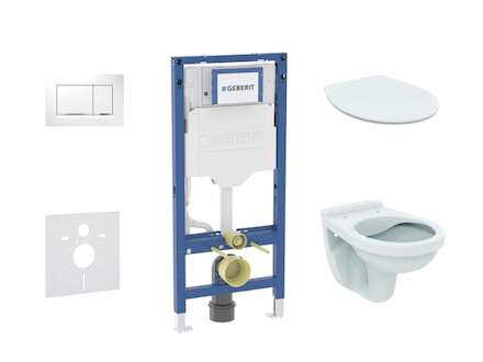 Geberit Duofix - Set předstěnové instalace, klozetu Alpha a sedátka softclose, tlačítko Sigma30, bílá/chrom SANI11CD3104