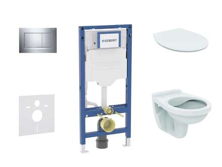 Geberit Duofix - Set předstěnové instalace, klozetu Alpha a sedátka softclose, tlačítko Sigma30, chrom SANI11CD1105
