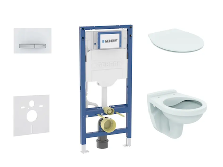 Geberit Duofix - Set předstěnové instalace, klozetu Alpha a sedátka softclose, tlačítko Sigma50, alpská bílá SANI11CD3107