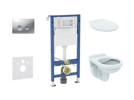 Geberit Duofix - Set předstěnové instalace, klozetu Alpha a sedátka, tlačítko Delta21, matný chrom SANI11CD2142