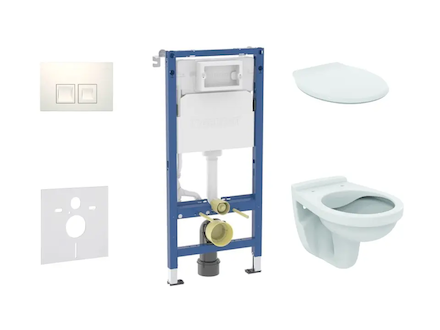 Geberit Duofix - Set předstěnové instalace, klozetu Alpha a sedátka, tlačítko Delta35, alpská bílá SANI11CD3143