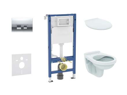 Geberit Duofix - Set předstěnové instalace, klozetu Alpha a sedátka, tlačítko Delta35, lesklý chrom SANI11CD1144