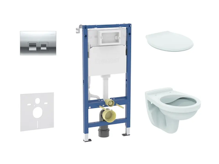 Geberit Duofix - Set předstěnové instalace, klozetu Alpha a sedátka, tlačítko Delta35, lesklý chrom SANI11CD1144