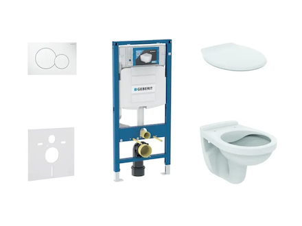 Geberit Duofix - Set předstěnové instalace, klozetu Alpha a sedátka, tlačítko Sigma01, alpská bílá SANI11CD3124