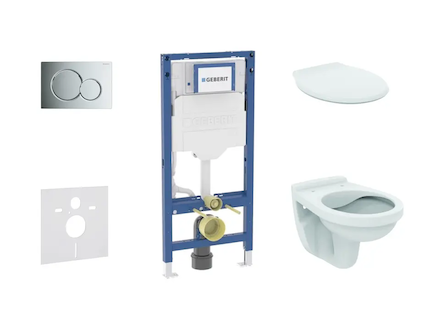 Geberit Duofix - Set předstěnové instalace, klozetu Alpha a sedátka, tlačítko Sigma01, lesklý chrom SANI11CD1125