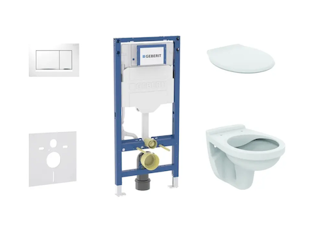Geberit Duofix - Set předstěnové instalace, klozetu Alpha a sedátka, tlačítko Sigma20, bílá/chrom SANI11CD3128