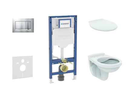 Geberit Duofix - Set předstěnové instalace, klozetu Alpha a sedátka, tlačítko Sigma20, chrom mat/chrom SANI11CD2130