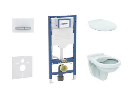 Geberit Duofix - Set předstěnové instalace, klozetu Alpha a sedátka, tlačítko Sigma50, alpská bílá SANI11CD3131