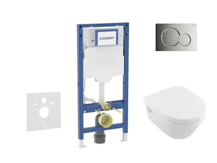Geberit Duofix - Set předstěnové instalace, klozetu Architectura a sedátka softclose, tlačítko Sigma01, lesklý chrom SANI11CK110