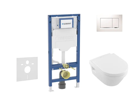 Geberit Duofix - Set předstěnové instalace, klozetu Architectura a sedátka softclose, tlačítko Sigma20, bílá/chrom SANI11CK3104