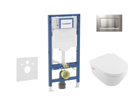 Geberit Duofix - Set předstěnové instalace, klozetu Architectura a sedátka softclose, tlačítko Sigma20, matný chrom/chrom SANI11