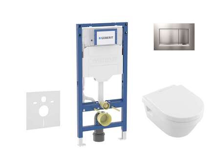 Geberit Duofix - Set předstěnové instalace, klozetu Architectura a sedátka softclose, tlačítko Sigma30, matný chrom/chrom SANI11
