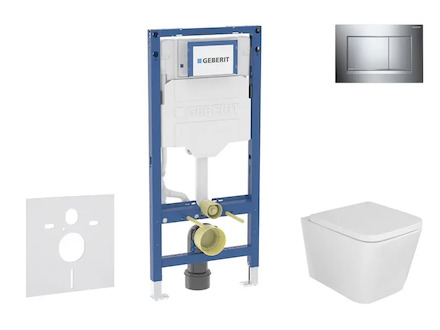 Geberit Duofix - Set předstěnové instalace, klozetu Arkas a sedátka softclose, tlačítko Sigma20, chrom SANI11CA1112B