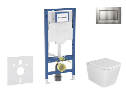 Geberit Duofix - Set předstěnové instalace, klozetu Arkas a sedátka softclose, tlačítko Sigma20, lakovaný chrom mat/chrom SANI11