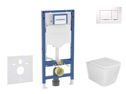 Geberit Duofix - Set předstěnové instalace, klozetu Arkas a sedátka softclose, tlačítko Sigma30, bílá/chrom SANI11CA3108B