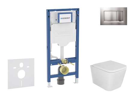 Geberit Duofix - Set předstěnové instalace, klozetu Arkas a sedátka softclose, tlačítko Sigma30, lakovaný chrom mat/chrom SANI11