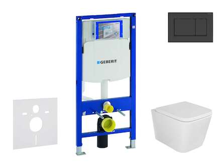 Geberit Duofix - Set předstěnové instalace, klozetu Arkas a sedátka softclose, tlačítko Sigma30, matná černá/černá SANI11CA5102