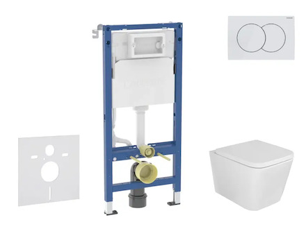 Geberit Duofix - Set předstěnové instalace, klozetu Arkas I a sedátka softclose, tlačítko Delta01, alpská bílá SANI11CA3157B