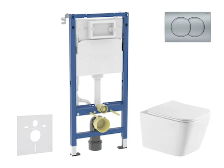 Geberit Duofix - Set předstěnové instalace, klozetu Arkas I a sedátka softclose, tlačítko Delta01, matný chrom SANI11CA2117