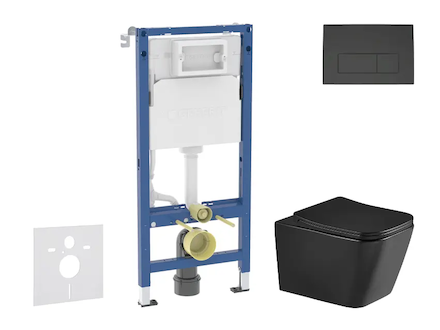 Geberit Duofix - Set předstěnové instalace, klozetu Arkas I a sedátka softclose, tlačítko Delta50, matná černá SANI11CA5513
