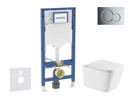 Geberit Duofix - Set předstěnové instalace, klozetu Arkas I a sedátka softclose, tlačítko Sigma01, lesklý chrom SANI11CA1170