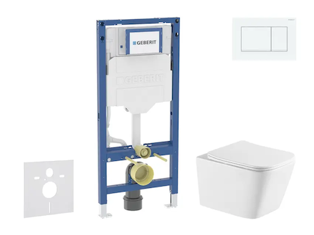 Geberit Duofix - Set předstěnové instalace, klozetu Arkas I a sedátka softclose, tlačítko Sigma20, bílá/bílá mat SANI11CA31145
