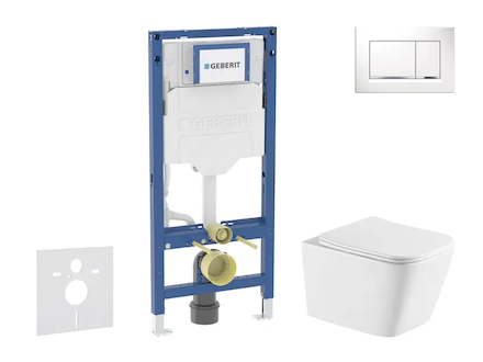 Geberit Duofix - Set předstěnové instalace, klozetu Arkas I a sedátka softclose, tlačítko Sigma20, bílá/chrom SANI11CA31141