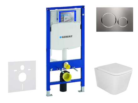 Geberit Duofix - Set předstěnové instalace, klozetu Arkas I a sedátka softclose, tlačítko Sigma20, nerez SANI11CA6105