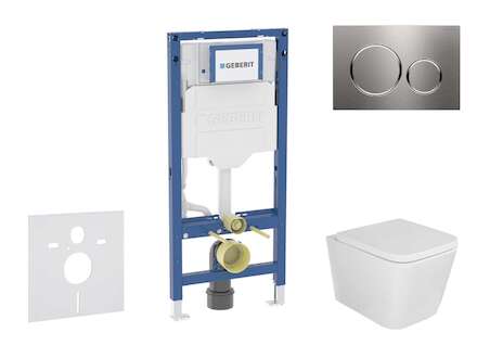 Geberit Duofix - Set předstěnové instalace, klozetu Arkas I a sedátka softclose, tlačítko Sigma20, nerez SANI11CA6105B