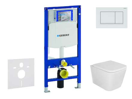 Geberit Duofix - Set předstěnové instalace, klozetu Arkas I a sedátka softclose, tlačítko Sigma30, bílá/bílá mat SANI11CA3156