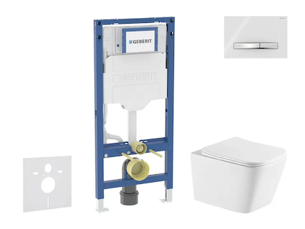 Geberit Duofix - Set předstěnové instalace, klozetu Arkas I a sedátka softclose, tlačítko Sigma50, chrom/alpská bílá SANI11CA311