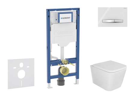 Geberit Duofix - Set předstěnové instalace, klozetu Arkas I a sedátka softclose, tlačítko Sigma50, chrom/alpská bílá SANI11CA315