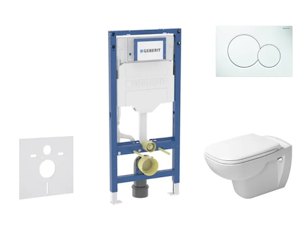 Geberit Duofix - Set předstěnové instalace, klozetu D-Code a sedátka softclose, tlačítko Sigma01, alpská bílá SANI11CP3100