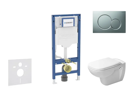 Geberit Duofix - Set předstěnové instalace, klozetu D-Code a sedátka softclose, tlačítko Sigma01, matný chrom SANI11CP2102