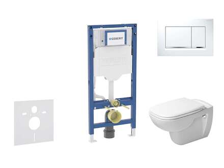 Geberit Duofix - Set předstěnové instalace, klozetu D-Code a sedátka softclose, tlačítko Sigma30, bílá/lesklý chrom SANI11CP3104