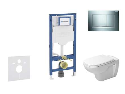 Geberit Duofix - Set předstěnové instalace, klozetu D-Code a sedátka softclose, tlačítko Sigma30, chrom/matný chrom SANI11CP1105