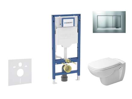 Geberit Duofix - Set předstěnové instalace, klozetu D-Code a sedátka softclose, tlačítko Sigma30, matný chrom/chrom SANI11CP2106