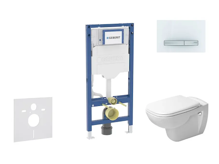Geberit Duofix - Set předstěnové instalace, klozetu D-Code a sedátka softclose, tlačítko Sigma50, alpská bílá SANI11CP3107