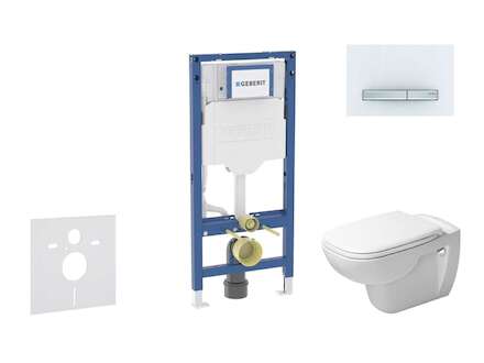 Geberit Duofix - Set předstěnové instalace, klozetu D-Code a sedátka softclose, tlačítko Sigma50, alpská bílá SANI11CP3107