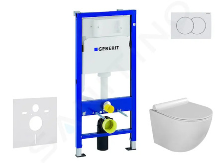 Geberit Duofix - Set předstěnové instalace, klozetu Gaia a sedátka softclose, tlačítko Delta01, alpská bílá SANI11CA3112