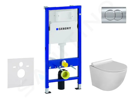 Geberit Duofix - Set předstěnové instalace, klozetu Gaia a sedátka softclose, tlačítko Delta01, lesklý chrom SANI11CA1118