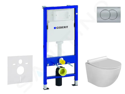 Geberit Duofix - Set předstěnové instalace, klozetu Gaia a sedátka softclose, tlačítko Delta01, matný chrom SANI11CA1119