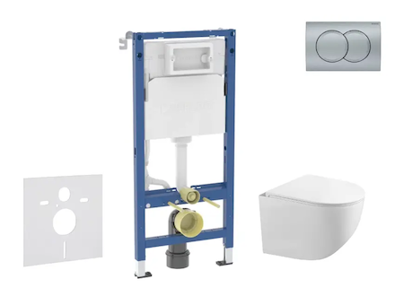 Geberit Duofix - Set předstěnové instalace, klozetu Gaia a sedátka softclose, tlačítko Delta01, matný chrom SANI11CA1131B