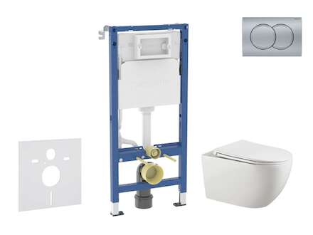 Geberit Duofix - Set předstěnové instalace, klozetu Gaia a sedátka softclose, tlačítko Delta01, matný chrom SANI11CA1137B