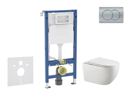 Geberit Duofix - Set předstěnové instalace, klozetu Gaia a sedátka softclose, tlačítko Delta01, matný chrom SANI11CA1137B
