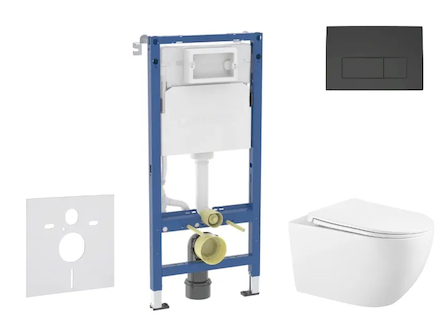 Geberit Duofix - Set předstěnové instalace, klozetu Gaia a sedátka softclose, tlačítko Delta50, matná černá SANI11CA5118B